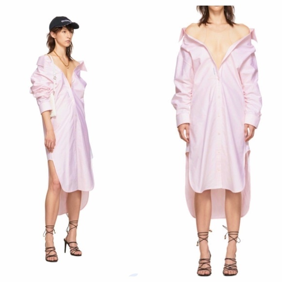 Alexander Wang Falling Off Shoulder illusion Stripe Dress - Picture 1 of 8